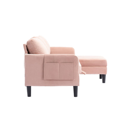 Pink 72.4 Polyester Sectional with Pull-Out Bed, Storage Chaise, and 3 Throw Pillows