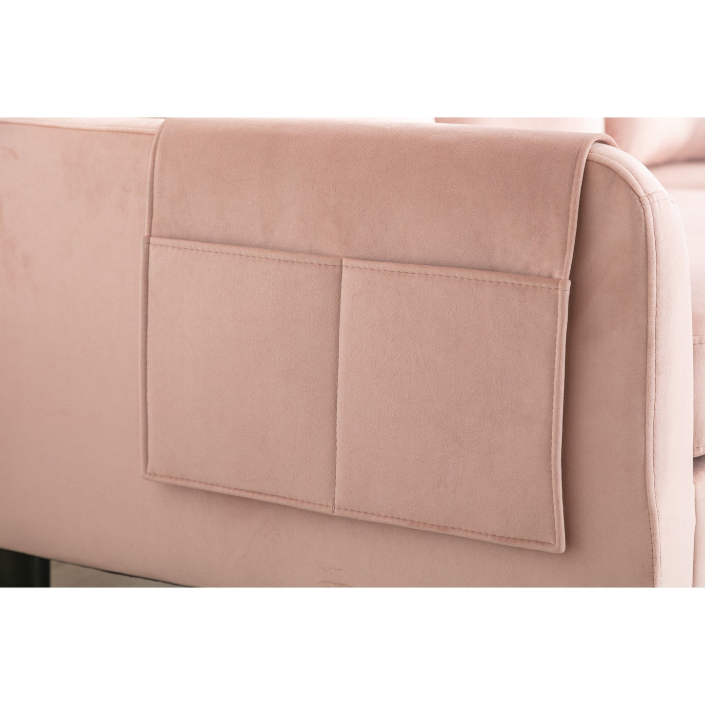 Pink 72.4'' Polyester L-Shaped 3 Seat Sectional Sofa with Storage Chaise and Pull-Out Bed and Throw Pillows
