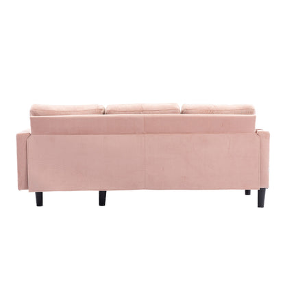 Pink 72.4'' Polyester Sectional Sofa with Pull-Out Bed