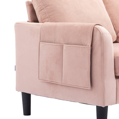 Pink 72.4'' Polyester Sectional Sofa with Pull-Out Bed