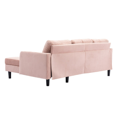 Pink 72.4'' Polyester Sectional Sofa with Pull-Out Bed