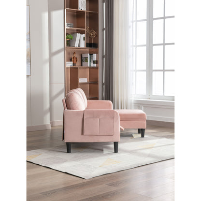 Pink 72.4'' Polyester Sectional Sofa with Pull-Out Bed