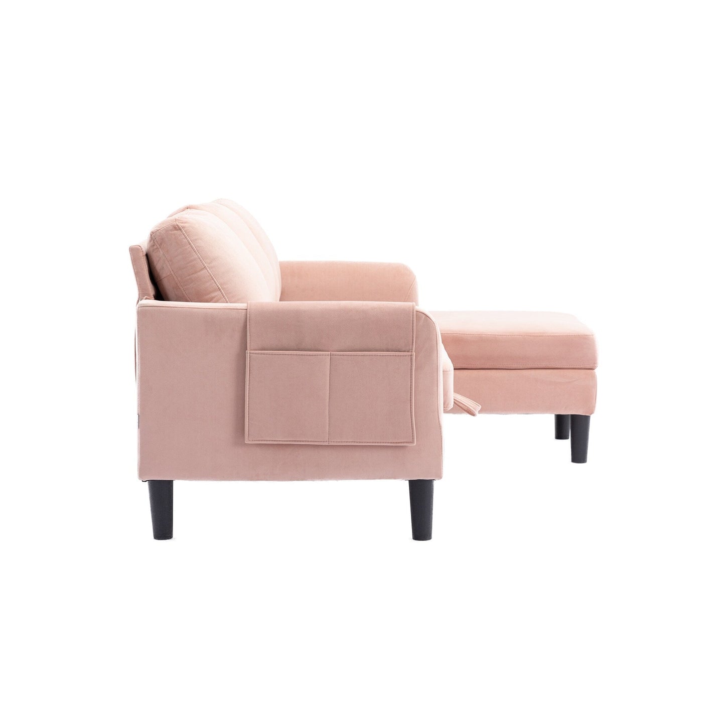 Pink 72.4'' Polyester Sectional Sofa with Pull-Out Bed