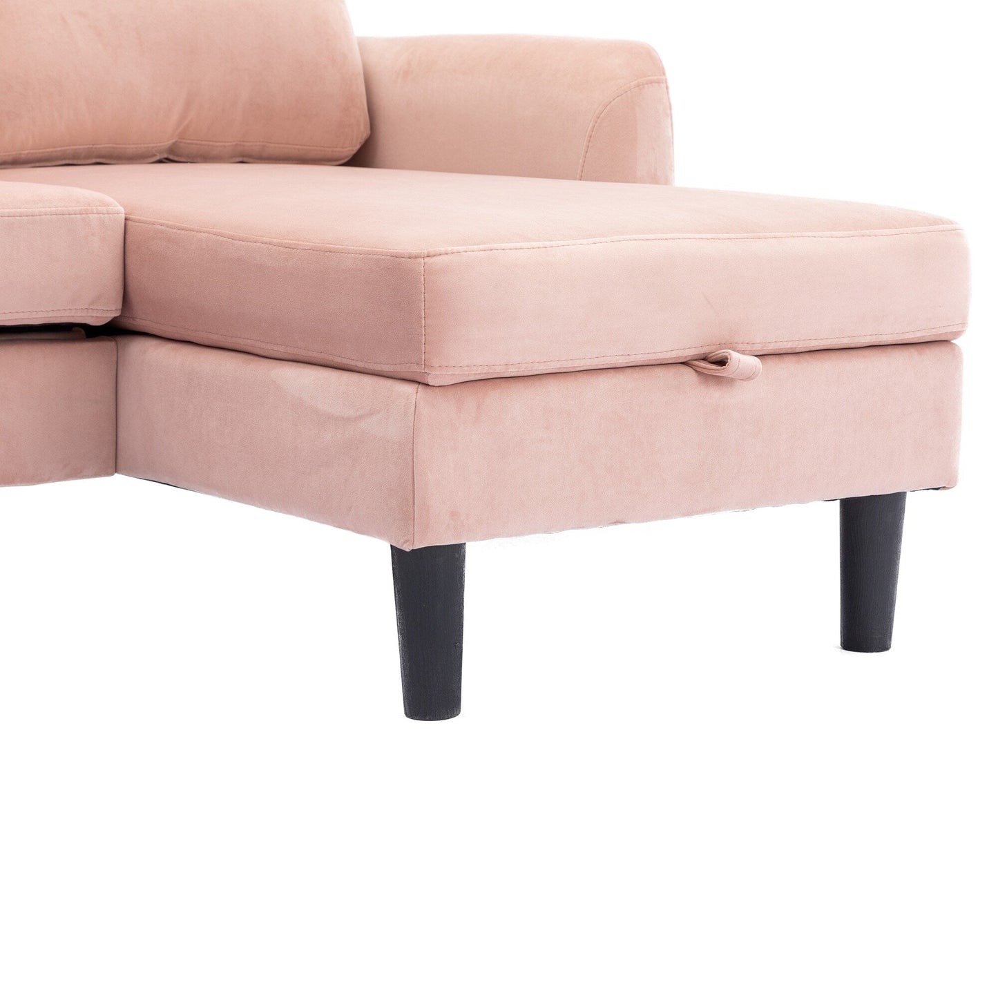 Pink 72.4'' Polyester Sectional Sofa with Pull-Out Bed