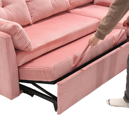 Pink 81.1'' L-Shaped Sofa with Reversible Chaise and Storage