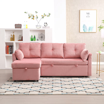 Pink 81.1'' L-Shaped Sofa with Reversible Chaise and Storage
