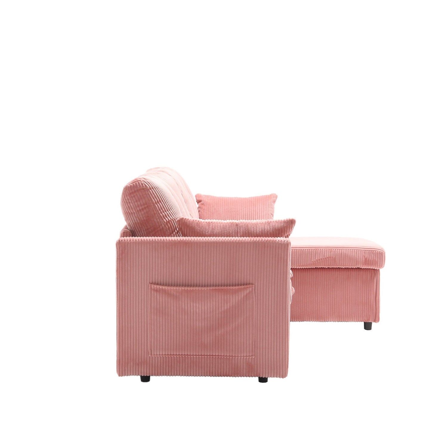 Pink 81.1'' L-Shaped Sofa with Reversible Chaise and Storage