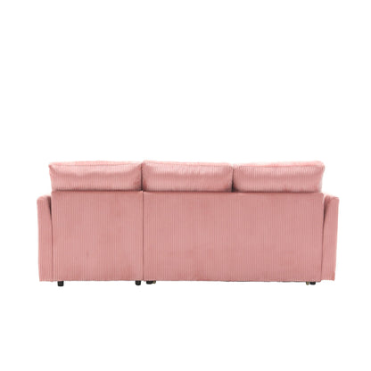 Pink 81.1'' L-Shaped Sofa with Reversible Chaise and Storage