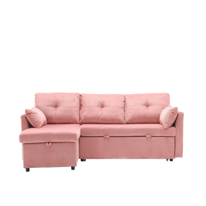 Pink 81.1'' L-Shaped Sofa with Reversible Chaise and Storage
