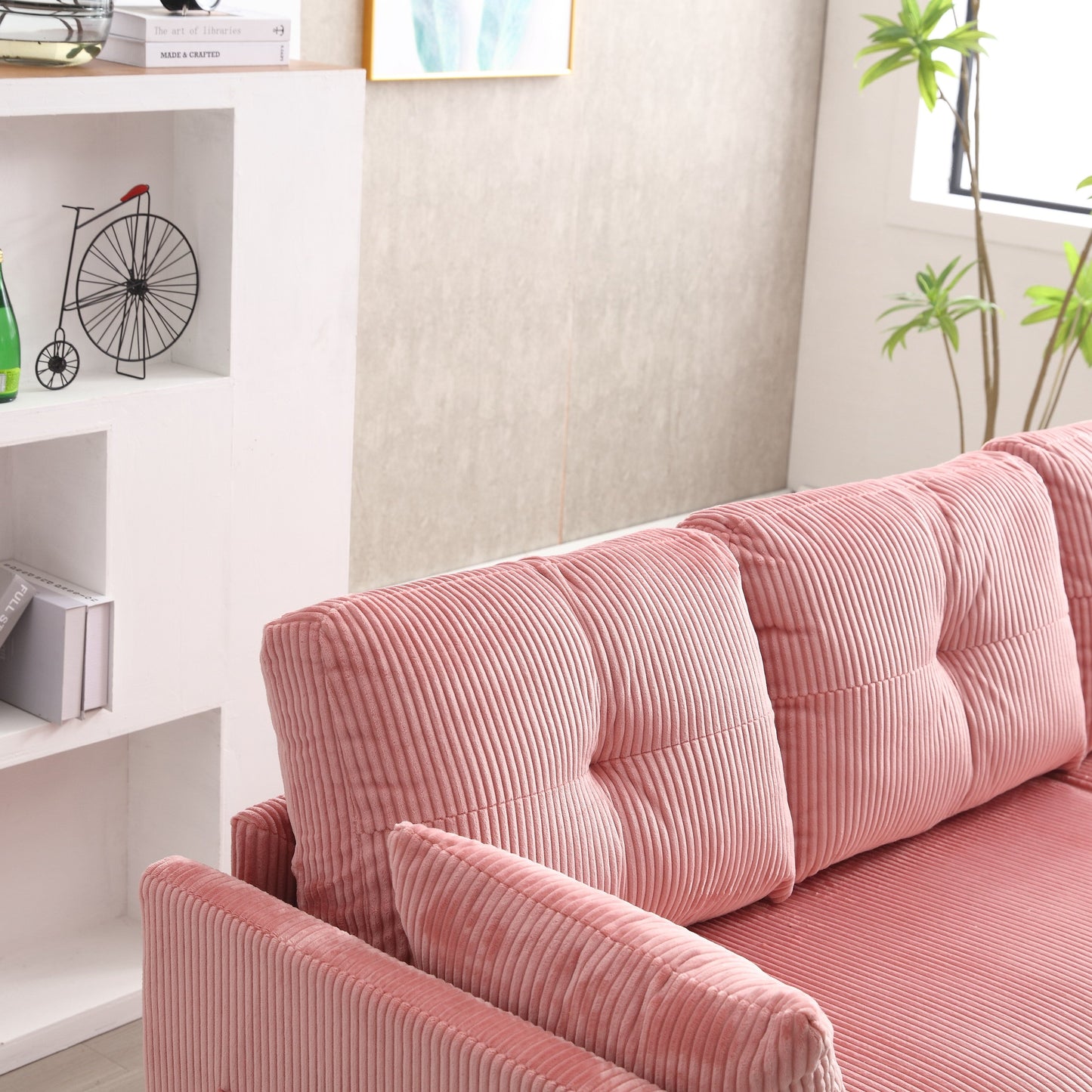 Pink 81.1'' L-Shaped Sofa with Reversible Chaise and Storage