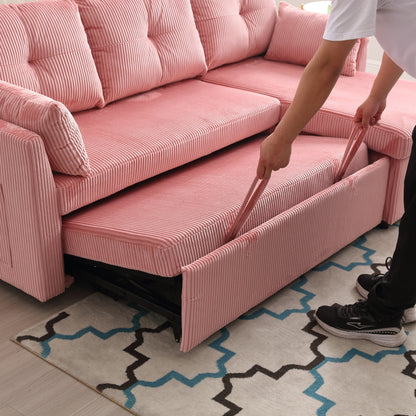 Pink 81.1'' L-Shaped Sofa with Reversible Chaise and Storage