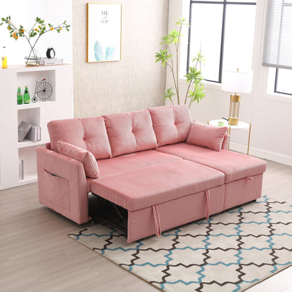 Pink 81.1'' L-Shaped Sofa with Reversible Chaise and Storage