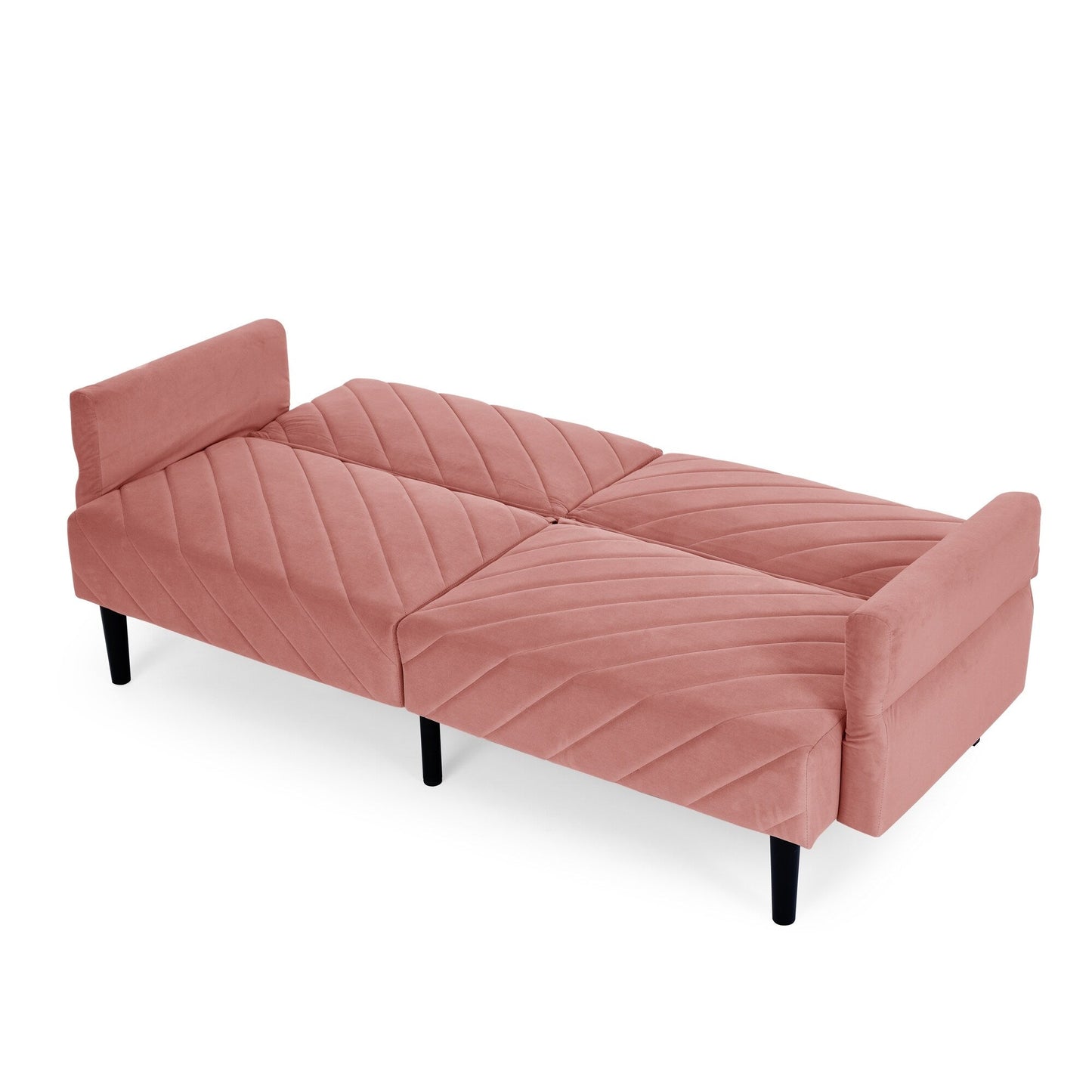 Pink 87 Velvet Tufted Convertible Futon Sofa Bed with Adjustable Armrests for Living Room
