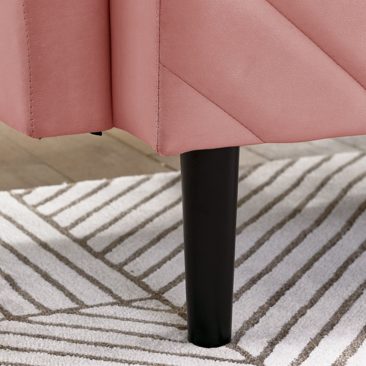 Pink 87 Velvet Tufted Convertible Futon Sofa Bed with Adjustable Armrests for Living Room