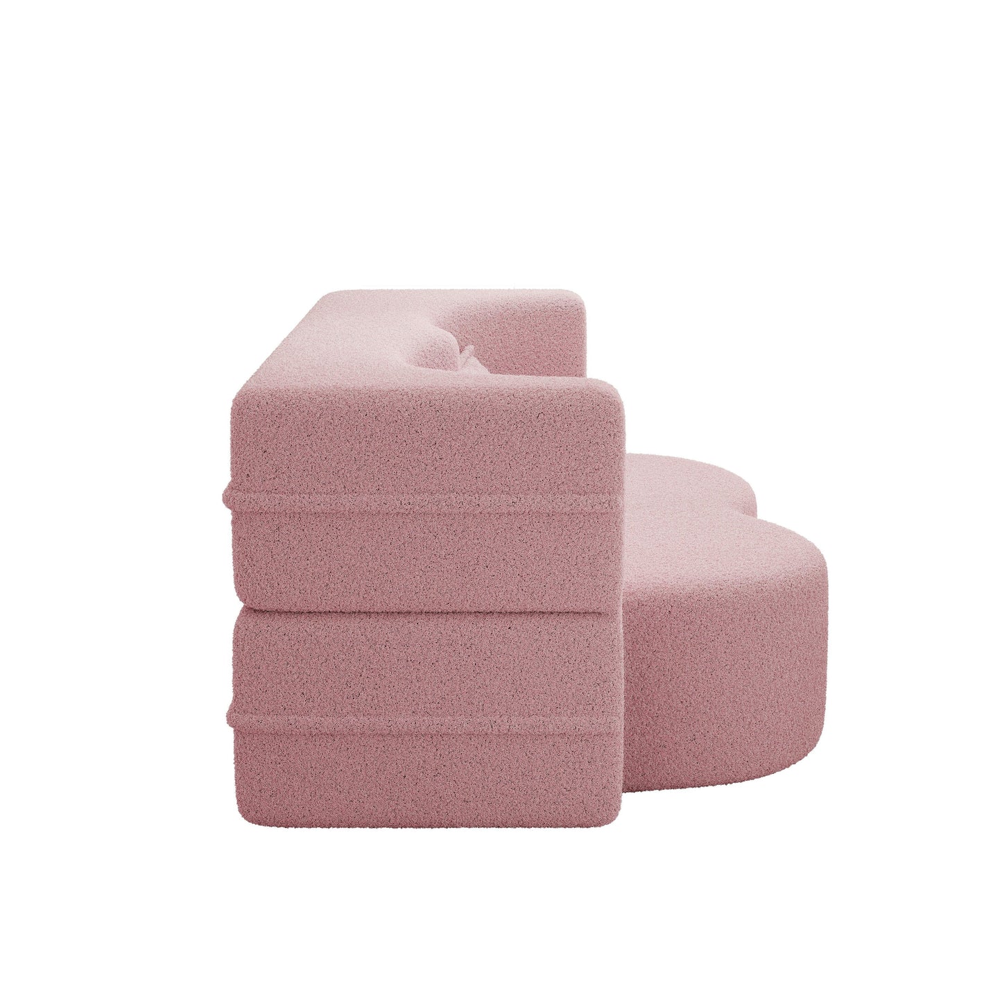 Pink Convertible Teddy Fabric Loveseat Sofa Bed
