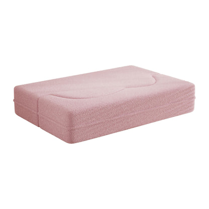 Pink Convertible Teddy Fabric Loveseat Sofa Bed