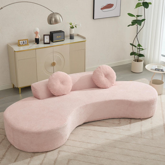Pink Corduroy Cloud Sofa with Pillows