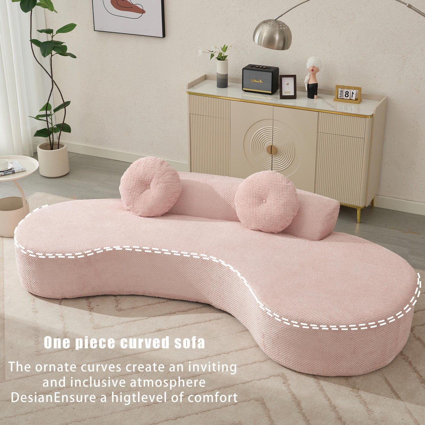 Pink Corduroy Cloud Sofa with Pillows