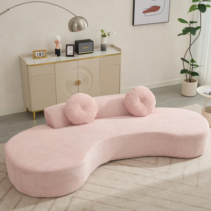Pink Corduroy Cloud Sofa with Pillows