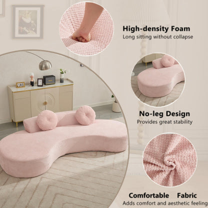 Pink Corduroy Cloud Sofa with Pillows