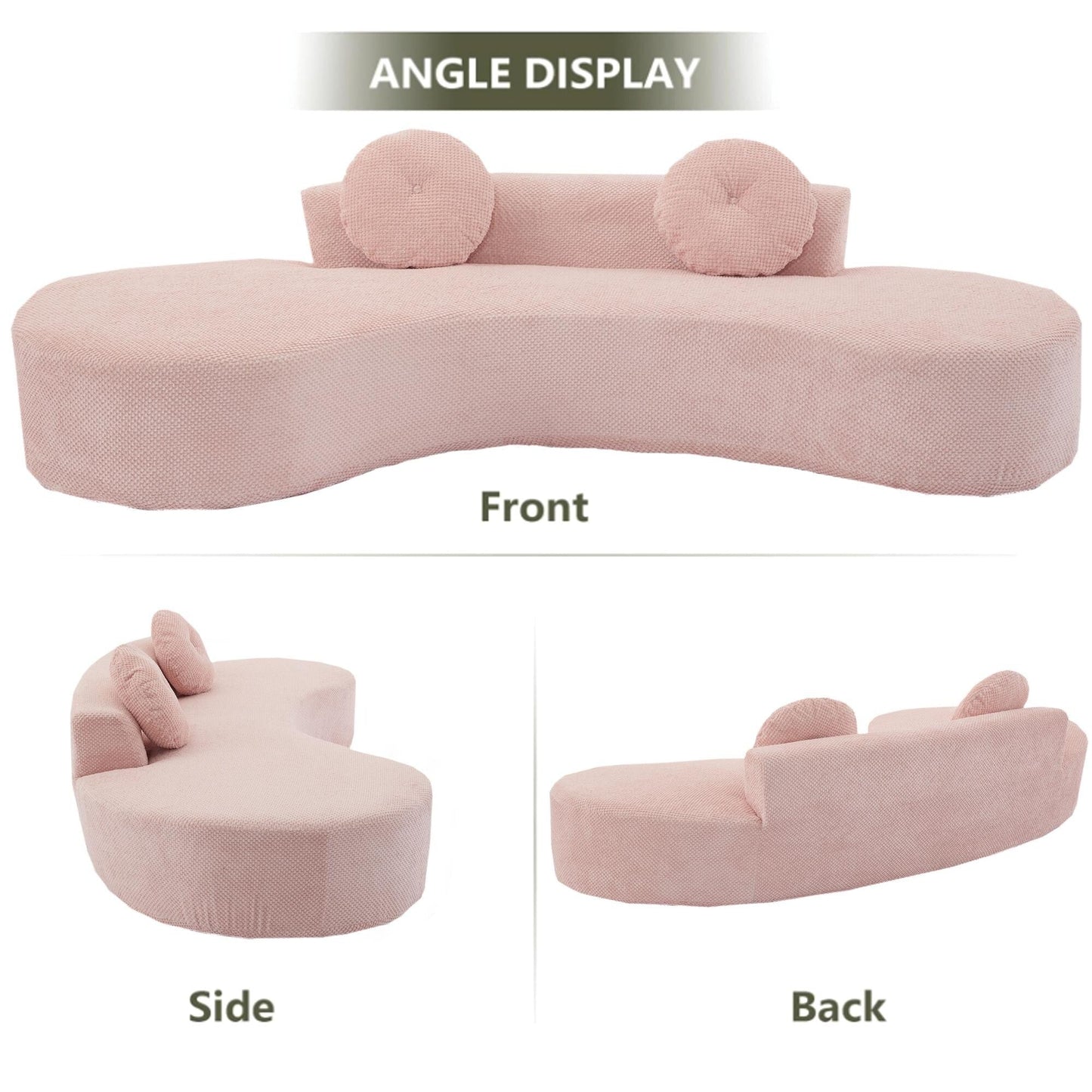Pink Corduroy Cloud Sofa with Pillows
