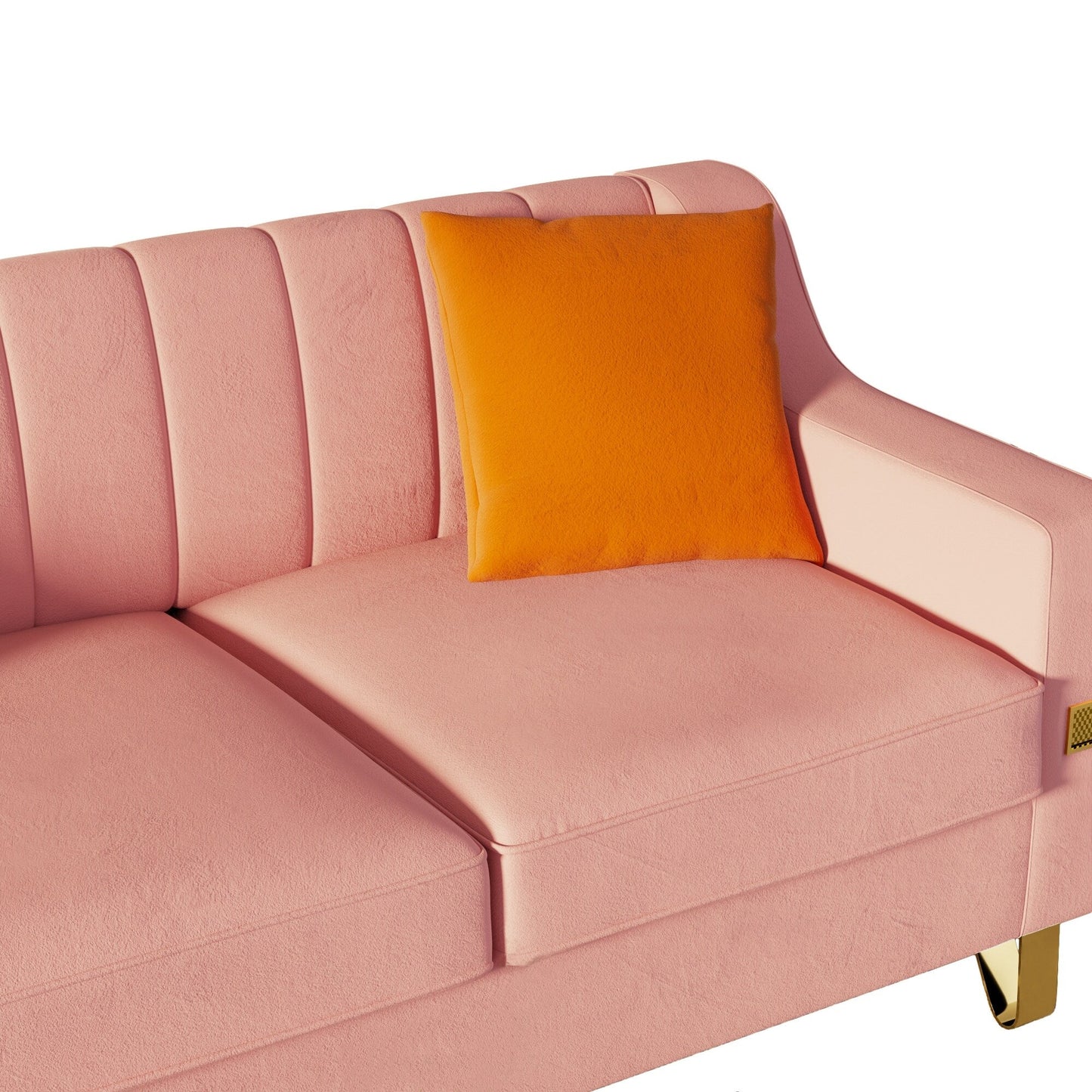 Pink Modern 81.89 Velvet 3-seater Sofa with Gold Accents and Plush Cushions for Living Room