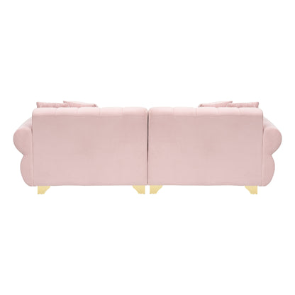 Pink Modern 89 Velvet 3-seater Sofa with Spring-Wrapped Cushions and Metal Feet for Living Room
