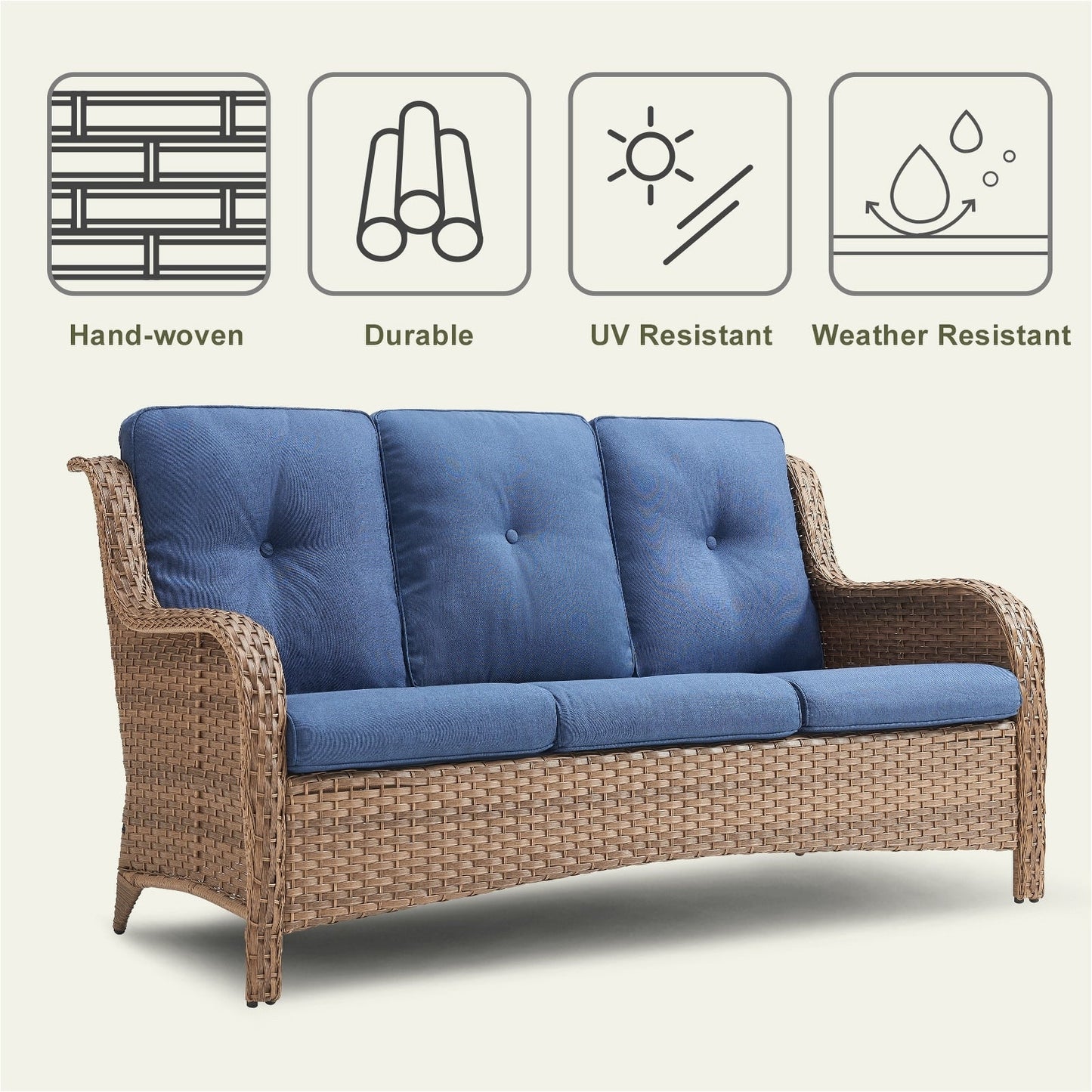 Pocassy 4-Piece Outdoor Sofa Patio Chair with Coffee Table