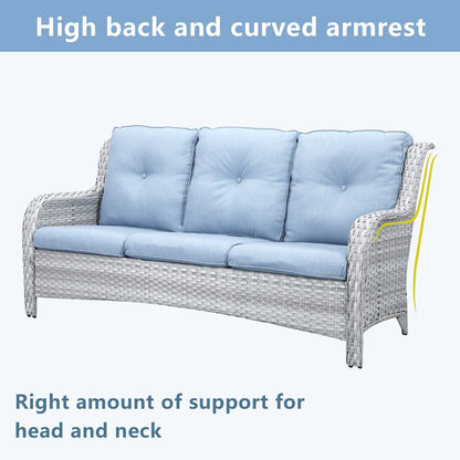 Pocassy 4-Piece Outdoor Sofa Patio Chair with Coffee Table