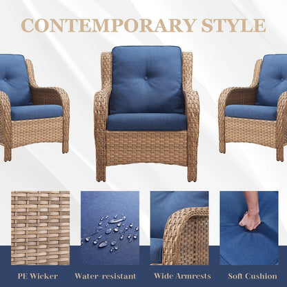Pocassy 4-Piece Outdoor Sofa Patio Chair with Coffee Table