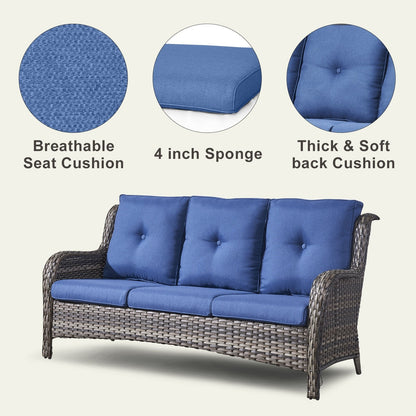 Pocassy 4-Piece Outdoor Sofa Patio Chair with Coffee Table