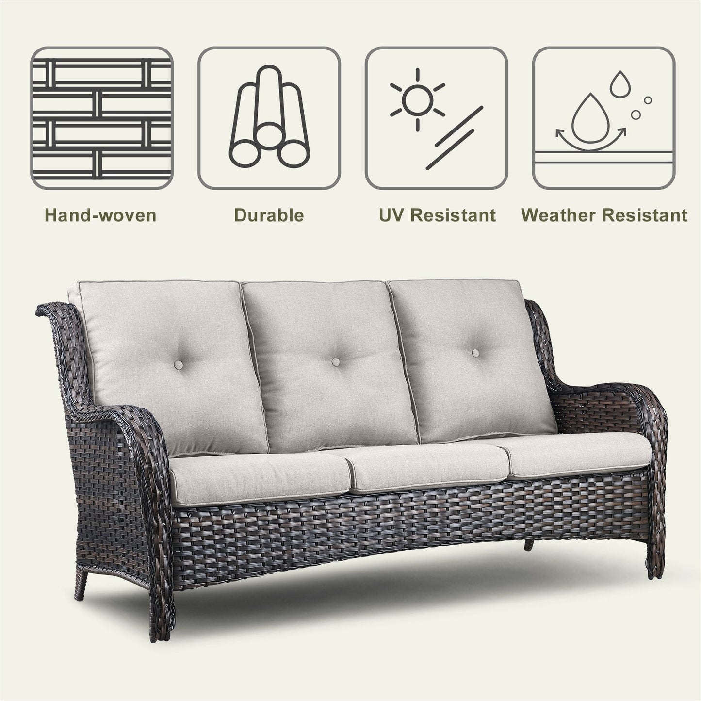 Pocassy 4-Piece Outdoor Sofa Patio Chair with Coffee Table