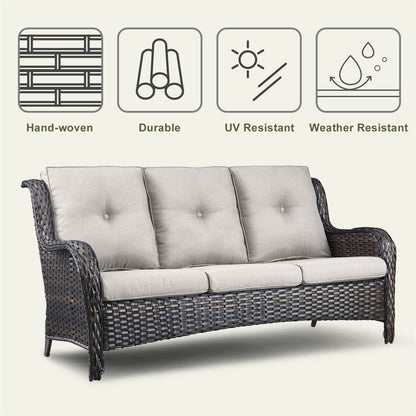 Pocassy 4-Piece Outdoor Sofa Patio Chair with Coffee Table