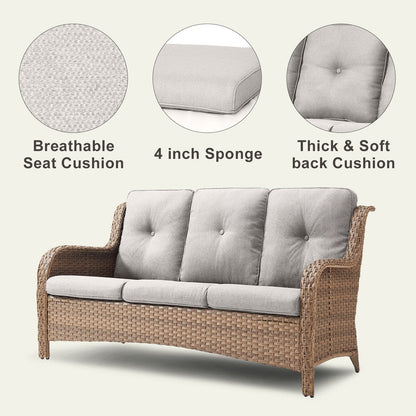 Pocassy 4-Piece Outdoor Sofa Patio Chair with Coffee Table