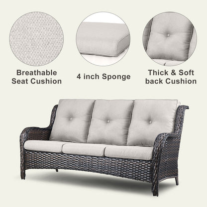 Pocassy 4-Piece Outdoor Sofa Patio Chair with Coffee Table
