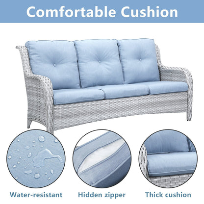 Pocassy 4-Piece Outdoor Sofa Patio Chair with Coffee Table