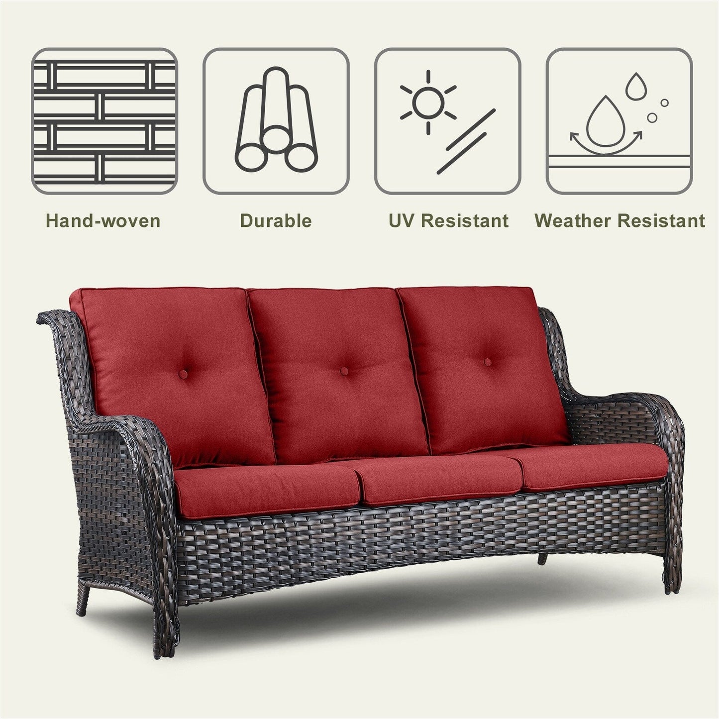Pocassy 4-Piece Outdoor Sofa Patio Chair with Coffee Table