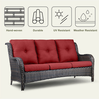 Pocassy 4-Piece Outdoor Sofa Patio Chair with Coffee Table