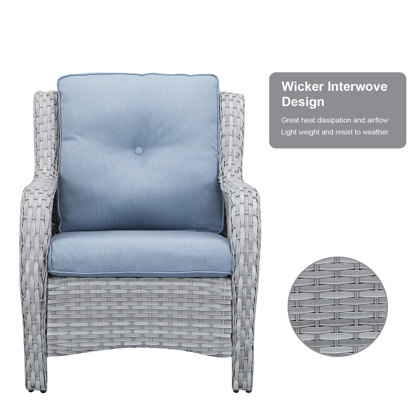 Pocassy 4-Piece Outdoor Sofa Patio Chair with Coffee Table