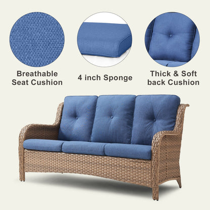 Pocassy 4-Piece Outdoor Sofa Patio Chair with Coffee Table