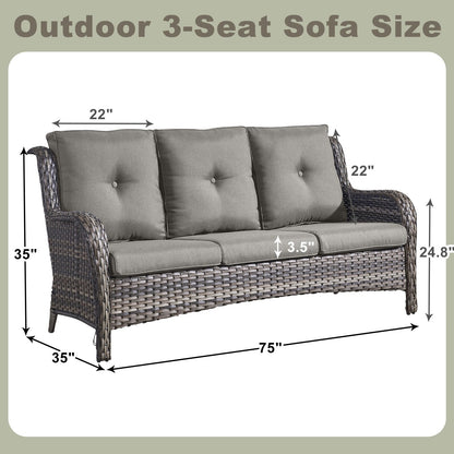 Pocassy 4-Piece Outdoor Sofa Patio Chair with Coffee Table