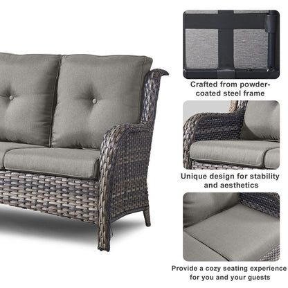 Pocassy 4-Piece Outdoor Sofa Patio Chair with Coffee Table