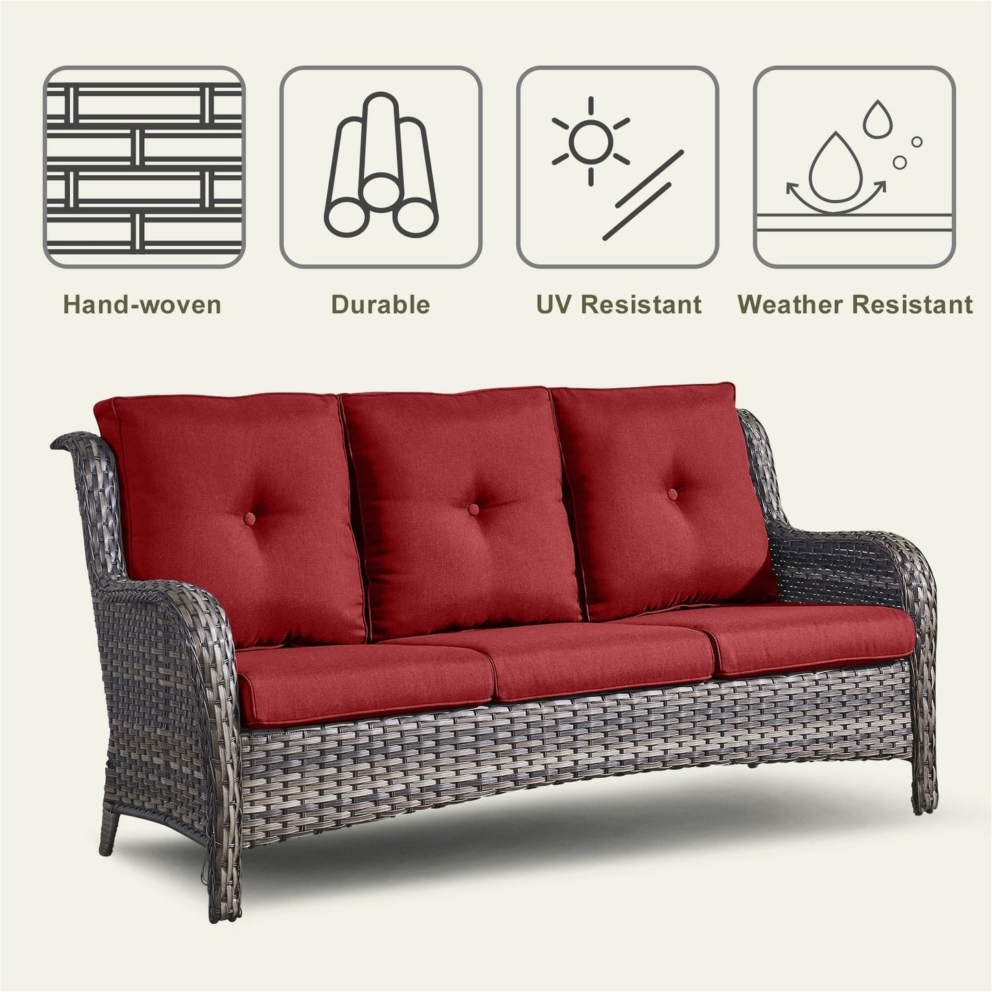 Pocassy 4-Piece Outdoor Sofa Patio Chair with Coffee Table