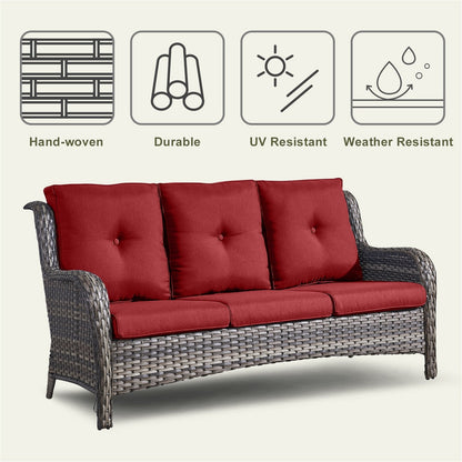 Pocassy 4-Piece Outdoor Sofa Patio Chair with Coffee Table