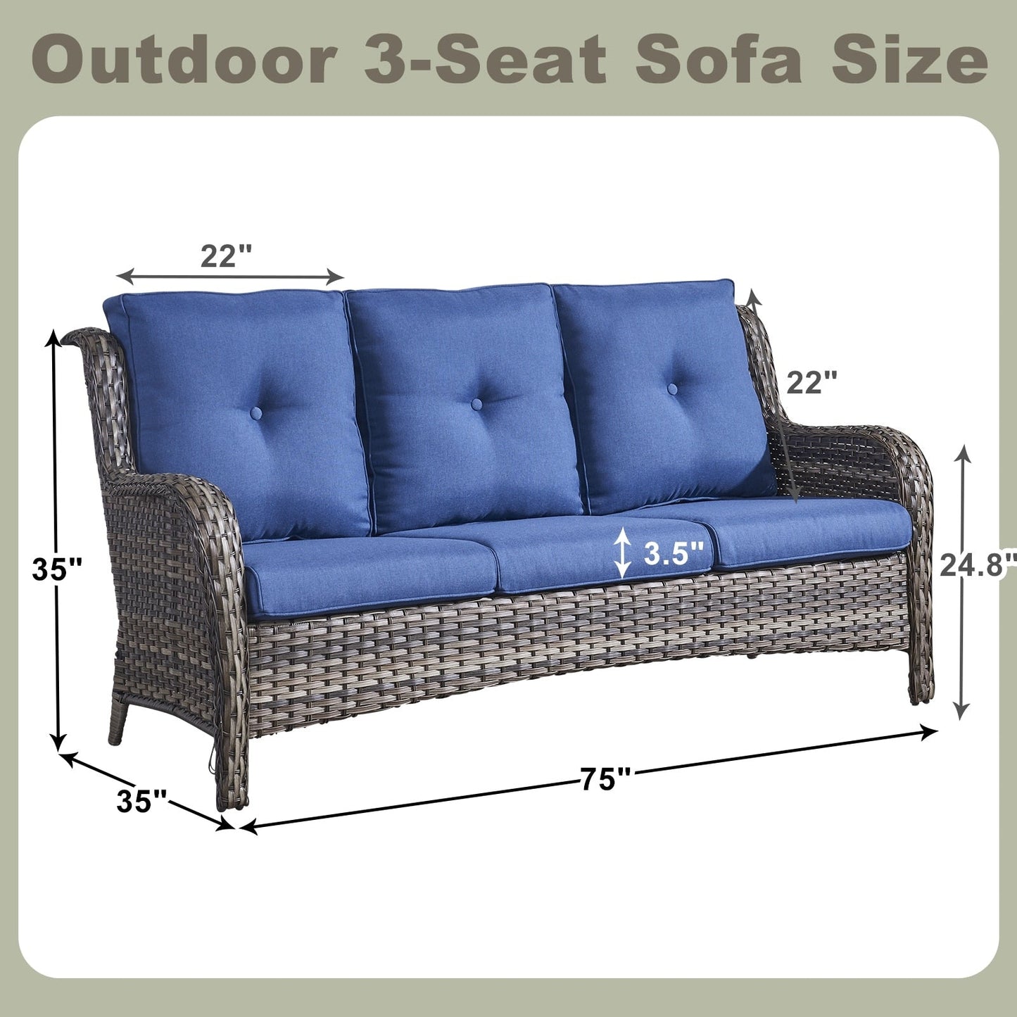 Pocassy 4-Piece Outdoor Sofa Patio Chair with Coffee Table