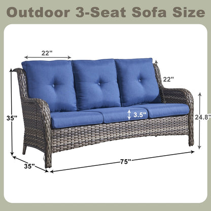 Pocassy 4-Piece Outdoor Sofa Patio Chair with Coffee Table