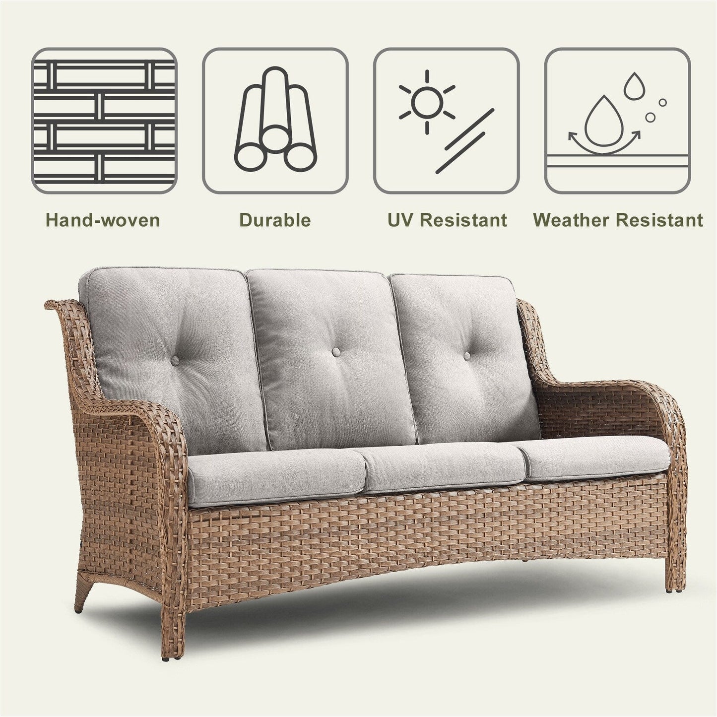Pocassy 4-Piece Outdoor Sofa Patio Chair with Coffee Table