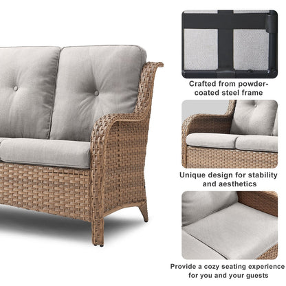Pocassy 4-Piece Outdoor Sofa Patio Chair with Coffee Table