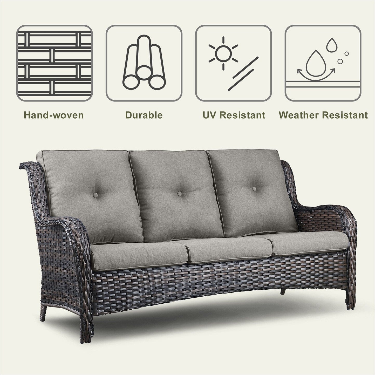 Pocassy 4-Piece Outdoor Sofa Patio Chair with Coffee Table