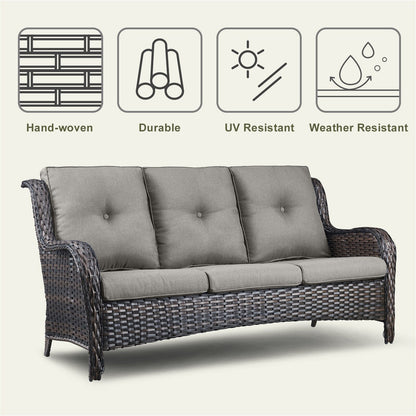 Pocassy 4-Piece Outdoor Sofa Patio Chair with Coffee Table